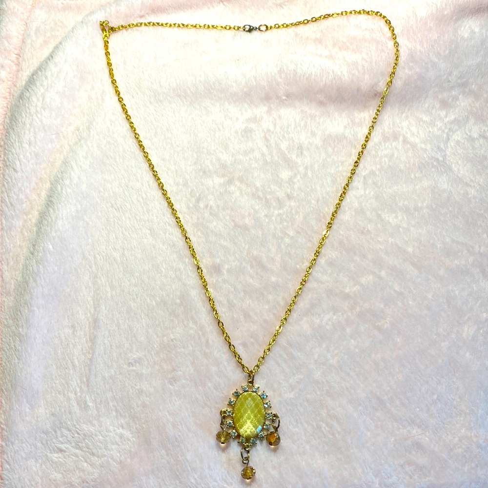 Gold Crystal Sparkly Gem Necklace! handmade